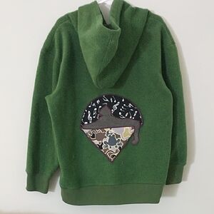 Kids Green Hooded Jacket with Appliqué
